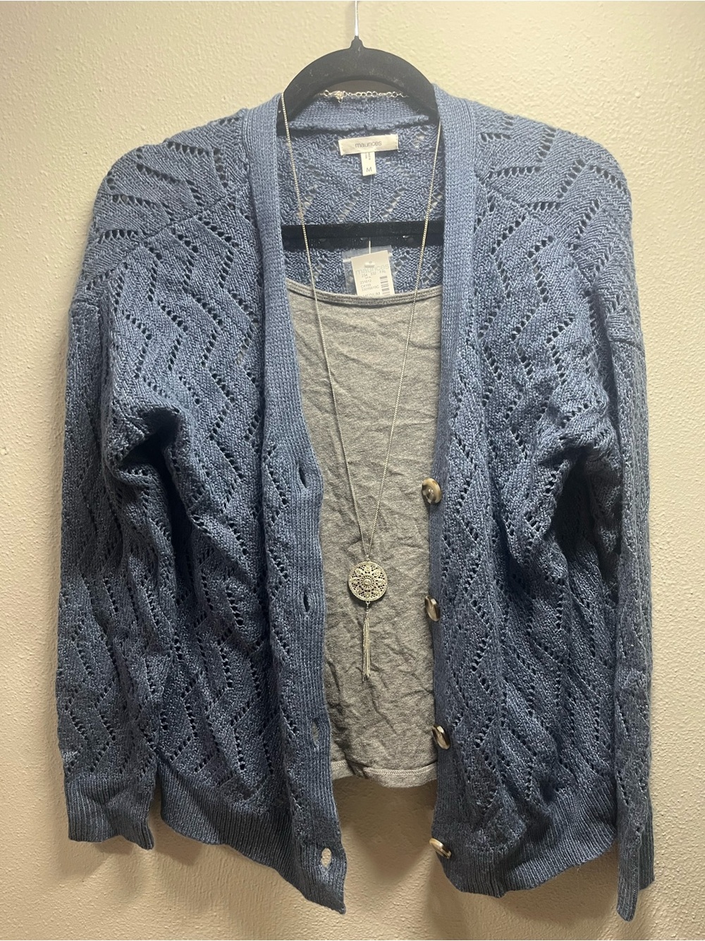 NWT Maurices Blue Openwork Knit Cardigan